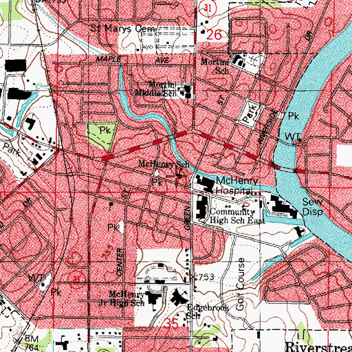 Topographic Map of Landmark Elementary School, IL