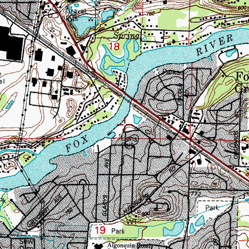 Topographic Map of Lions Park, IL