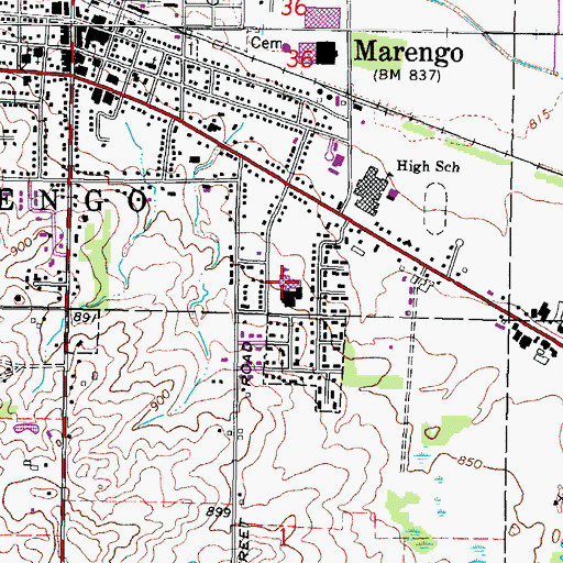 Topographic Map of Locust Elementary School, IL