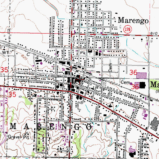 Topographic Map of Marengo City Hall, IL