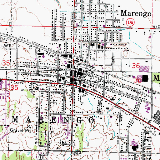 Topographic Map of Marengo United Methodist Church, IL