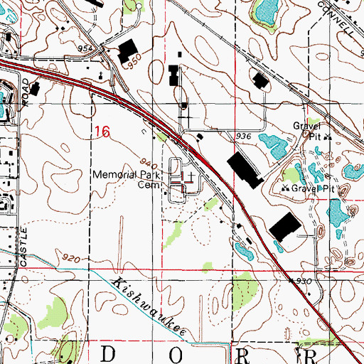 Topographic Map of Memorial Park Cemetery, IL