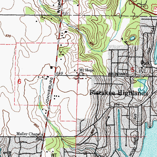 Topographic Map of Mount Hope United Methodist Church, IL