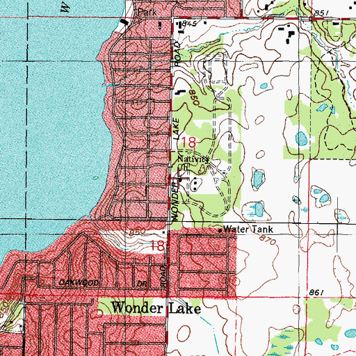 Topographic Map of Nativity Church, IL
