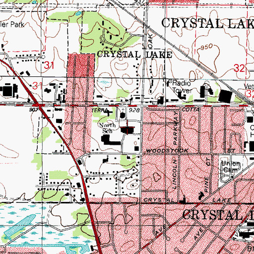 Topographic Map of North Junior High School, IL