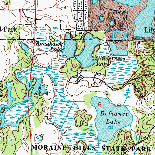 Topographic Map of Northern Lakes Day Use Area, IL