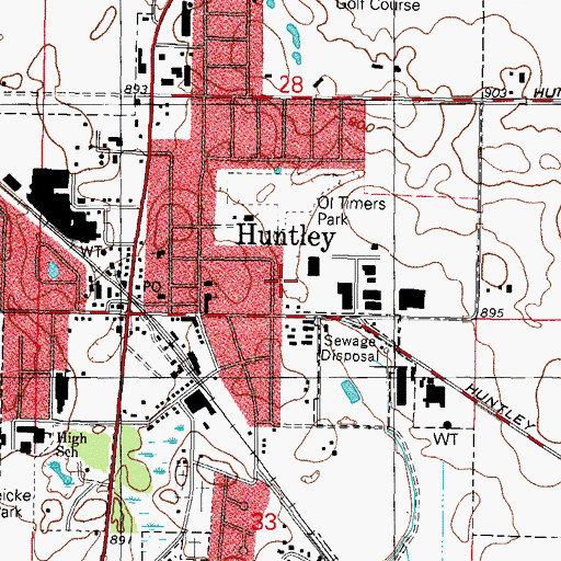 Topographic Map of Ol Timers Park, IL