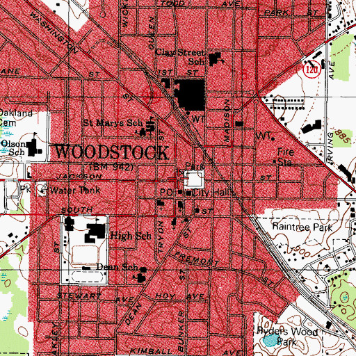 Topographic Map of Old Courthouse Arts Center, IL