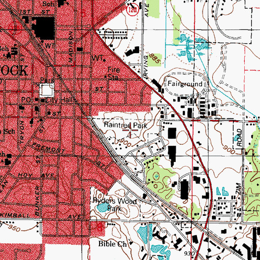 Topographic Map of Raintree Park, IL