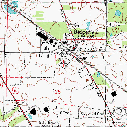 Topographic Map of Ridgefield-Crystal Lake Presbyterian Church, IL