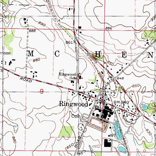 Topographic Map of Ringwood Elementary School, IL