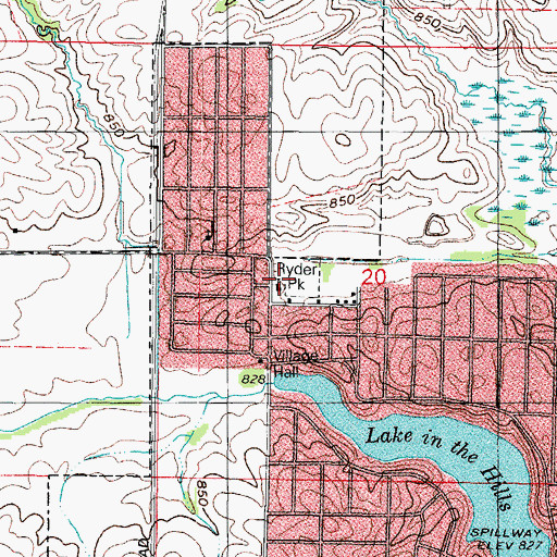 Topographic Map of Ryder Park, IL