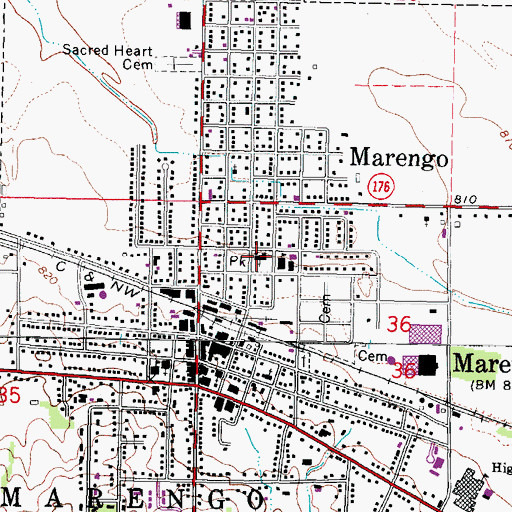 Topographic Map of Sacred Heart Catholic Church, IL