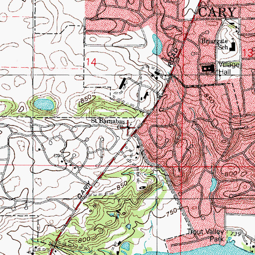 Topographic Map of Saint Barnabas Lutheran Church, IL