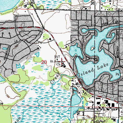 Topographic Map of Saint John Lutheran Church, IL