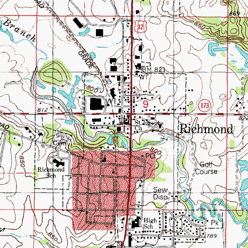 Topographic Map of Saint Josephs Church, IL