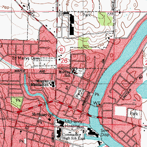 Topographic Map of Saint Patricks Roman Catholic Church, IL