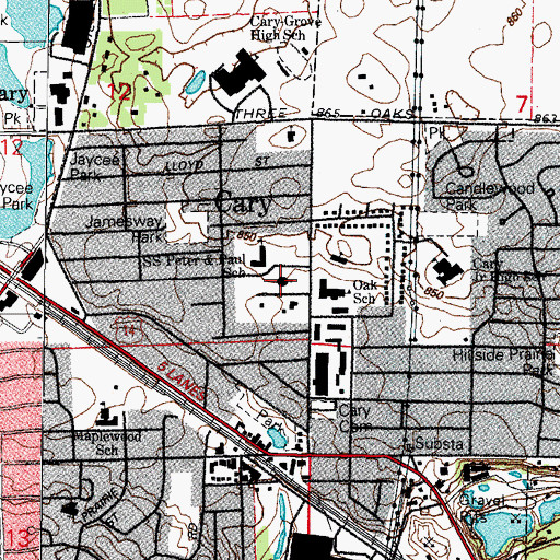 Topographic Map of Saints Peter and Paul Catholic Church, IL