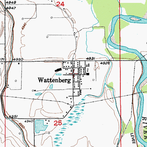Topographic Map of Wattenberg, CO