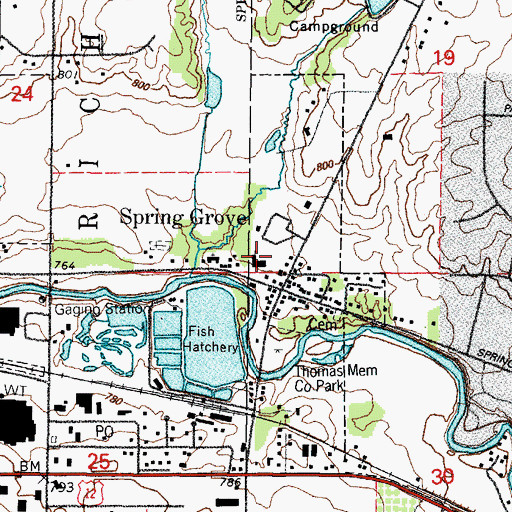 Topographic Map of Spring Grove Elementary School, IL