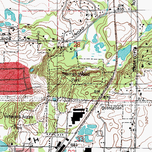 Topographic Map of Sternes Woods Park, IL