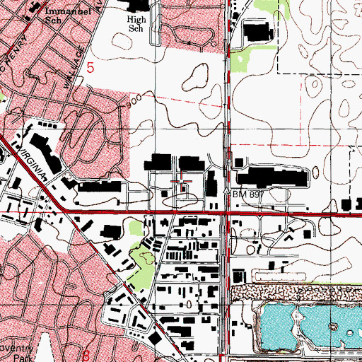 Topographic Map of The Commons of Crystal Lake Shopping Center, IL