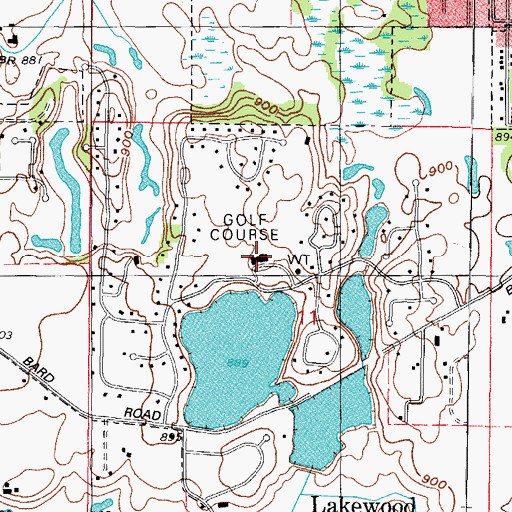 Topographic Map of Turnberry Country Club, IL