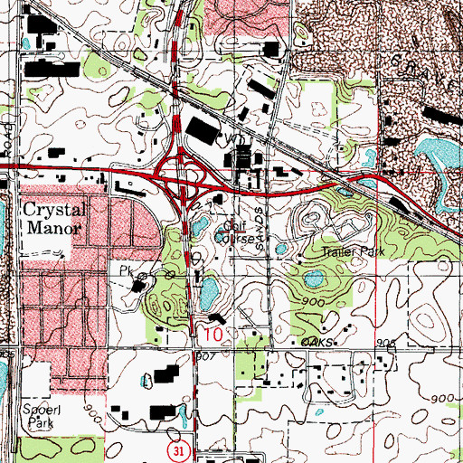 Topographic Map of Twin Ponds Golf Course (historical), IL