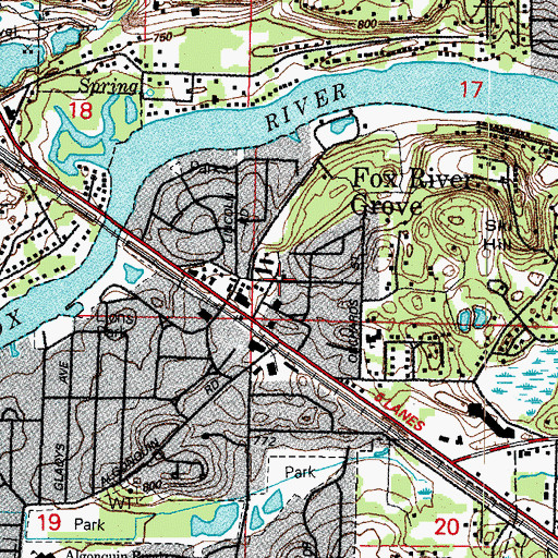 Topographic Map of United Methodist Church of Fox River Grove, IL