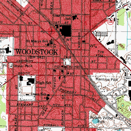 Topographic Map of Woodstock Opera House, IL