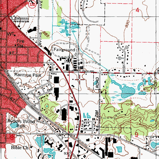 Topographic Map of Woodstock Post Office, IL