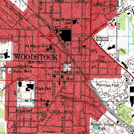 Topographic Map of Woodstock Square Historic District, IL