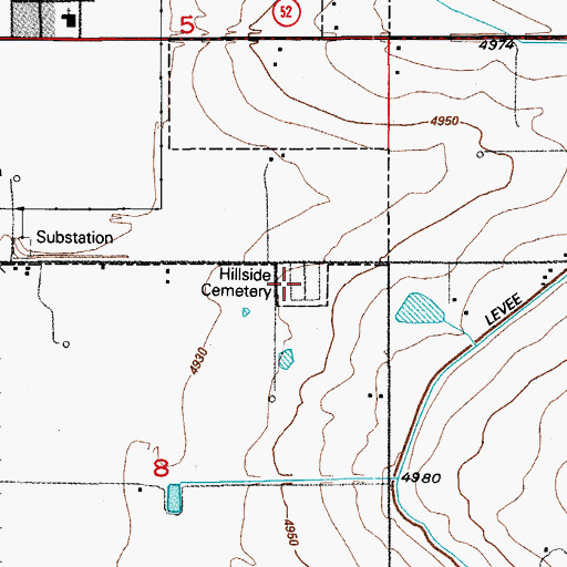 Topographic Map of Hillside Cemetery, CO
