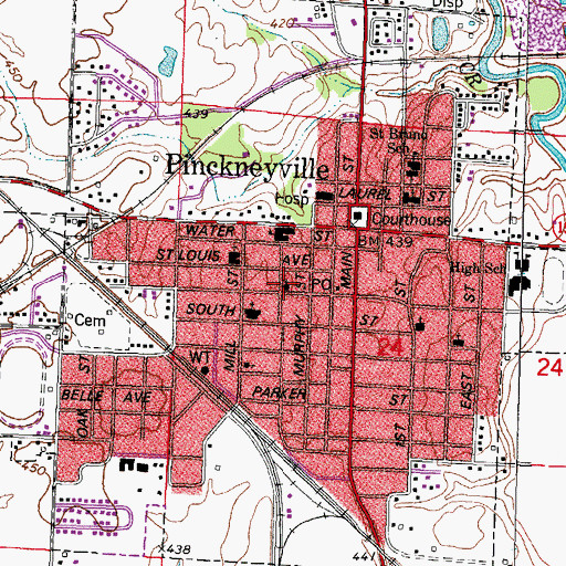 Topographic Map of First Christian Church, IL