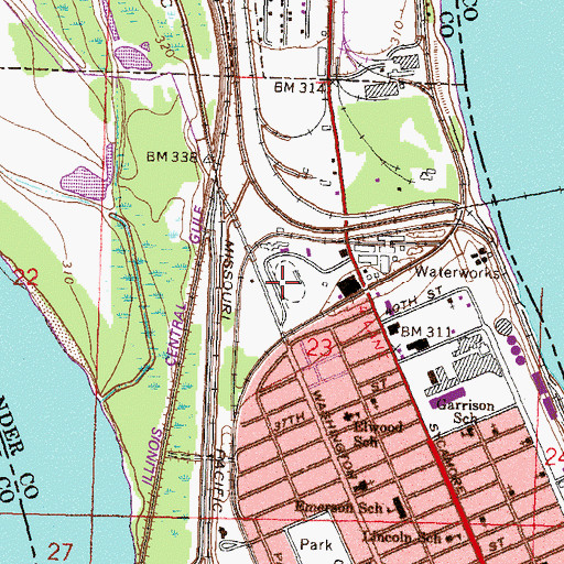 Topographic Map of Cairo High School, IL