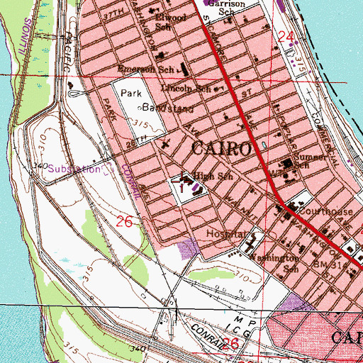 Topographic Map of Cairo Junior High School, IL