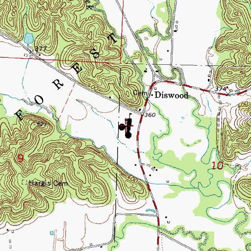 Topographic Map of Egyptian Senior High School, IL