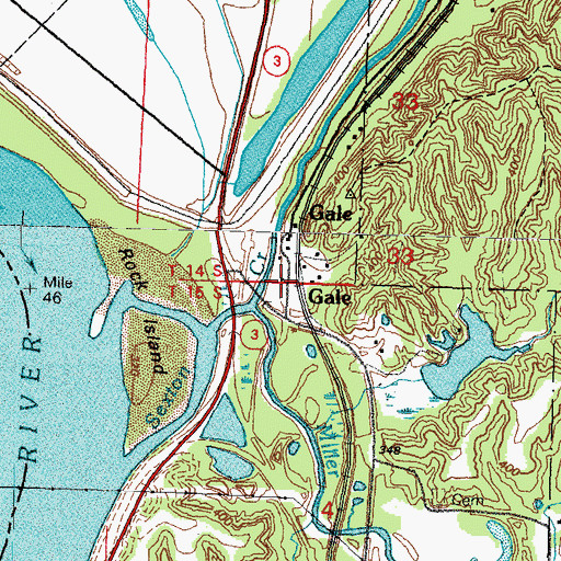 Topographic Map of Gale Post Office, IL