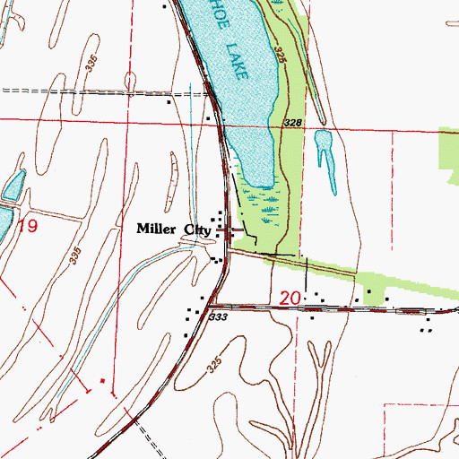 Topographic Map of Miller City Post Office, IL