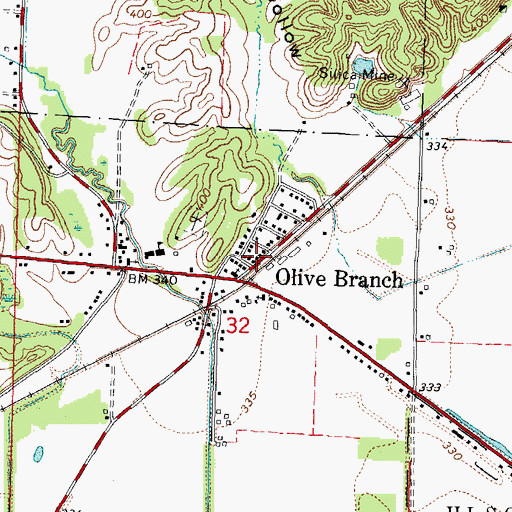 Topographic Map of Olive Branch Post Office, IL