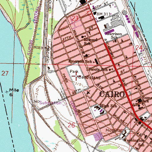 Topographic Map of Saint Marys Park, IL