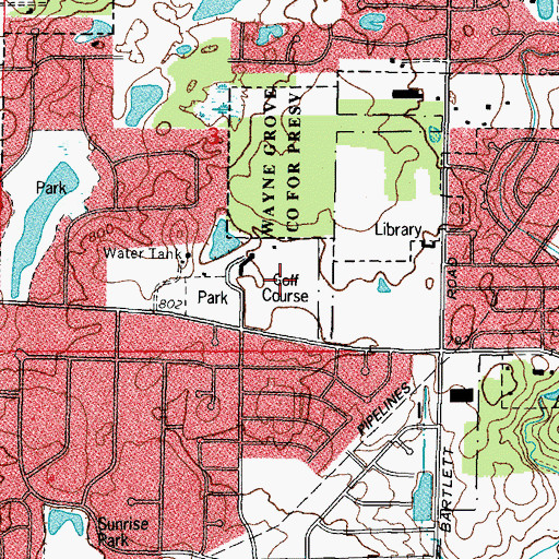 Topographic Map of Apple Orchard Golf Course, IL