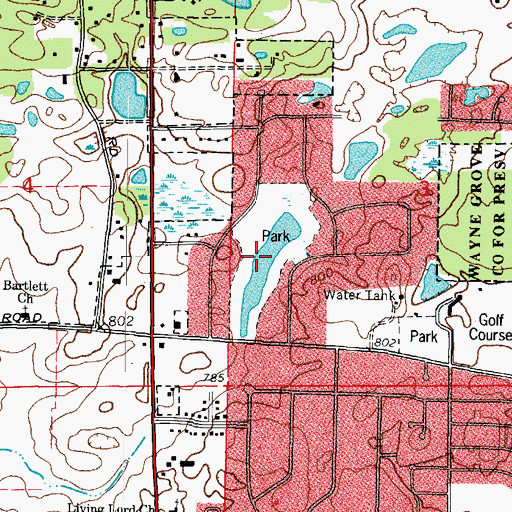 Topographic Map of Beaver Pond Park, IL