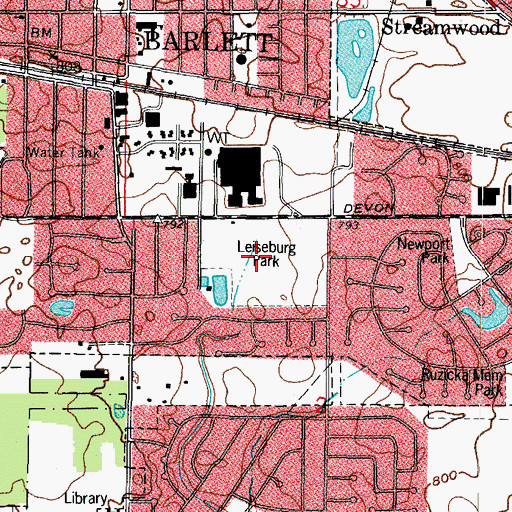 Topographic Map of Leiseburg Park, IL