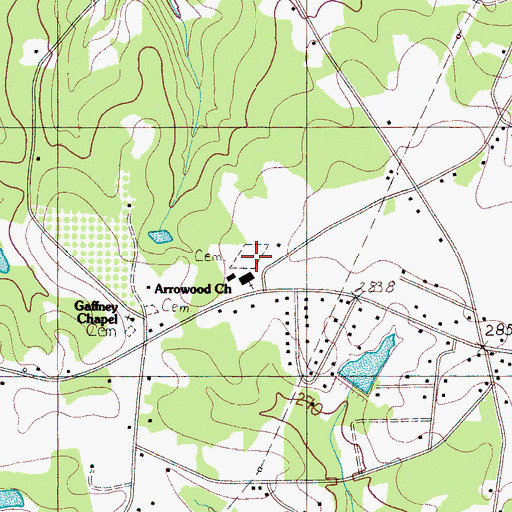 Topographic Map of Arrowood Baptist Graveyard, SC