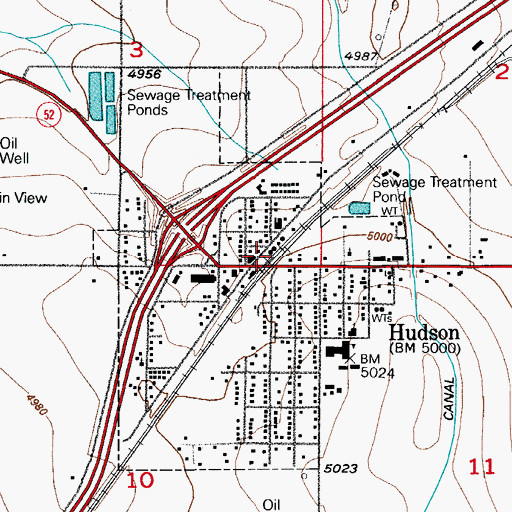 Topographic Map of Hudson, CO