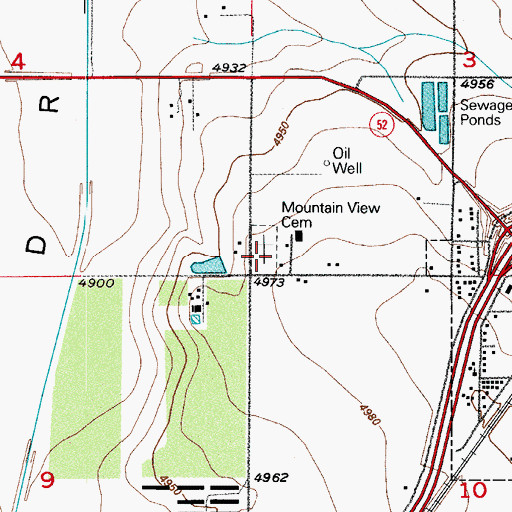 Topographic Map of Mountain View Cemetery, CO