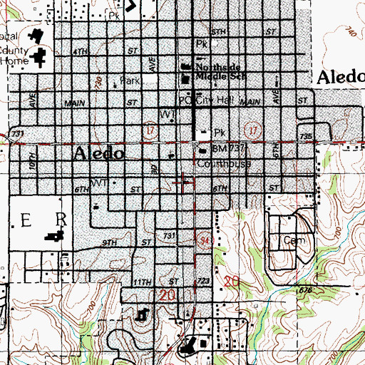 Topographic Map of College Avenue Presbyterian Church, IL