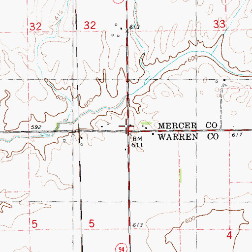 Topographic Map of Duck Creek Post Office (historical), IL