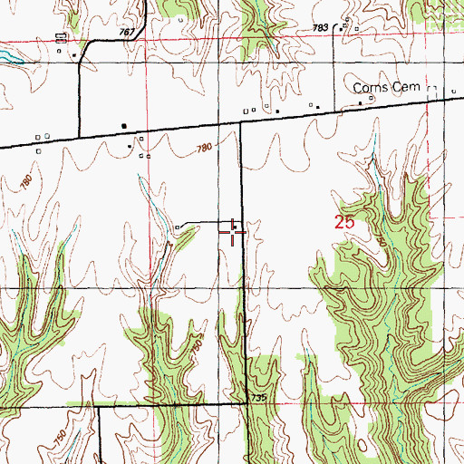 Topographic Map of Enon Church (historical), IL